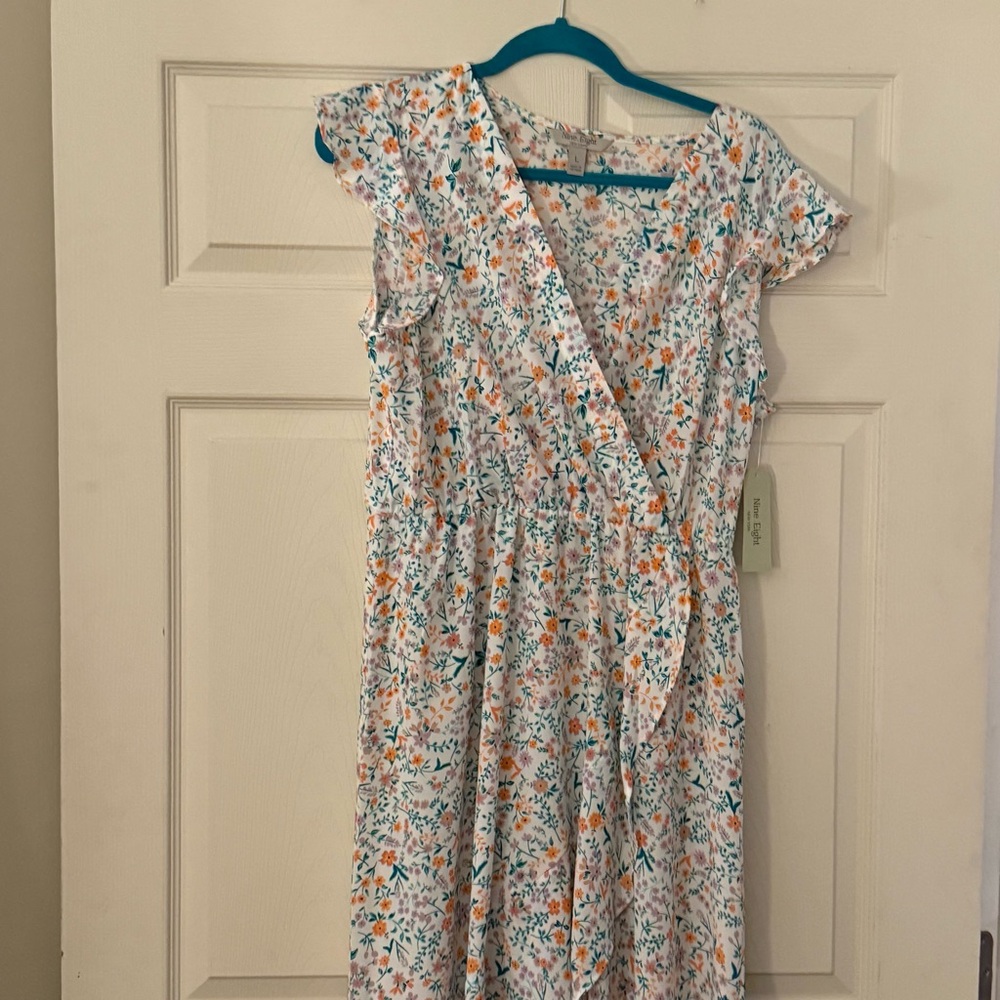 Perfect Spring Dress - Nine.Eight Women's Flutter Sleeve Faux Wrap Maxi Dress